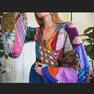 Patchwork Saree Silk Tie Top